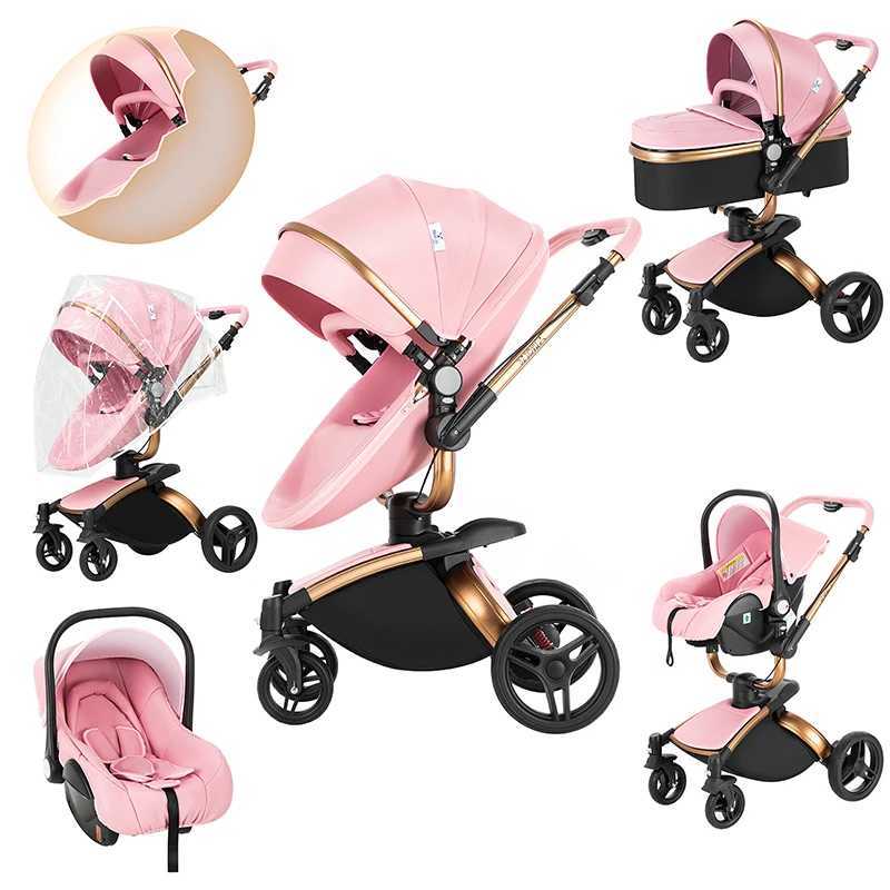 Luxury leather Baby Stroller 3in1 baby carrias baby three pieces baby car Stroller lightweight stroller baby items baby tricycleXJ250222