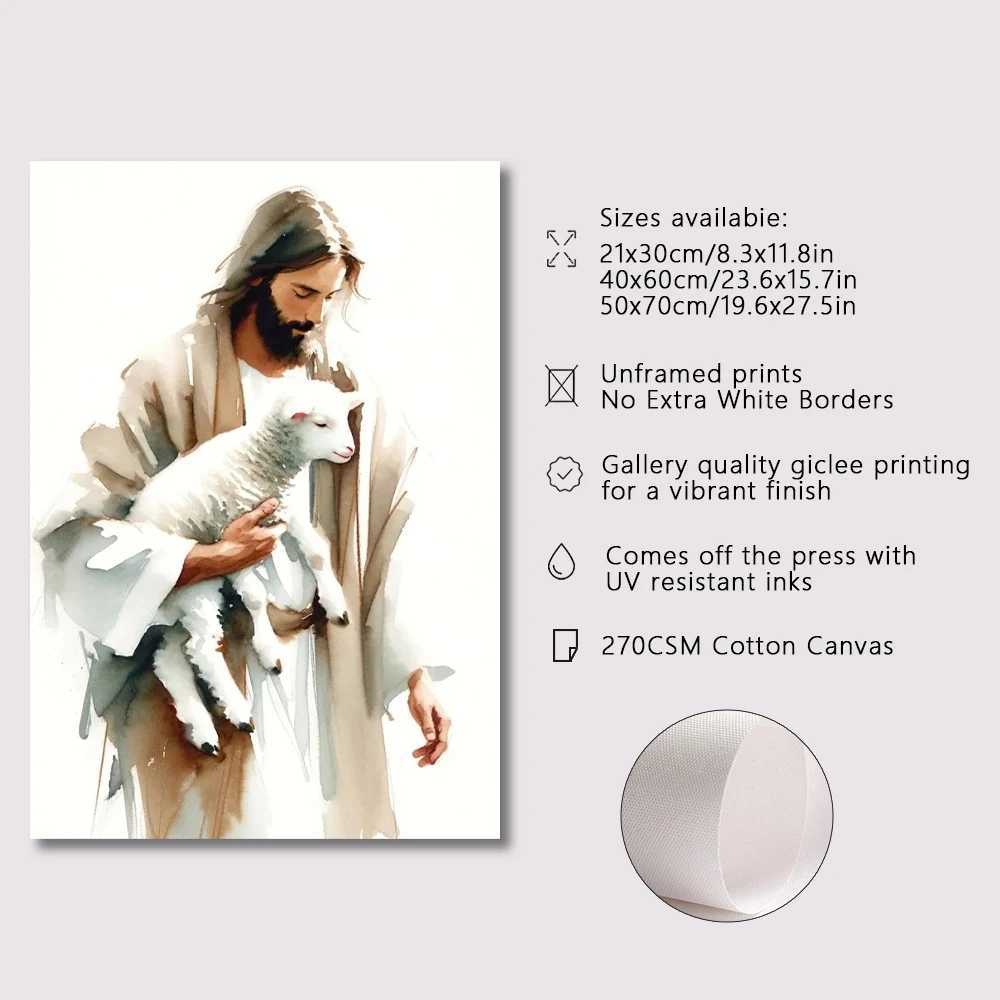 Jesus Sketch Canvas Posters Bible Verses Shepherd Faith Prints Painting Decor Wall Art Poster Living Room Decor Y250218