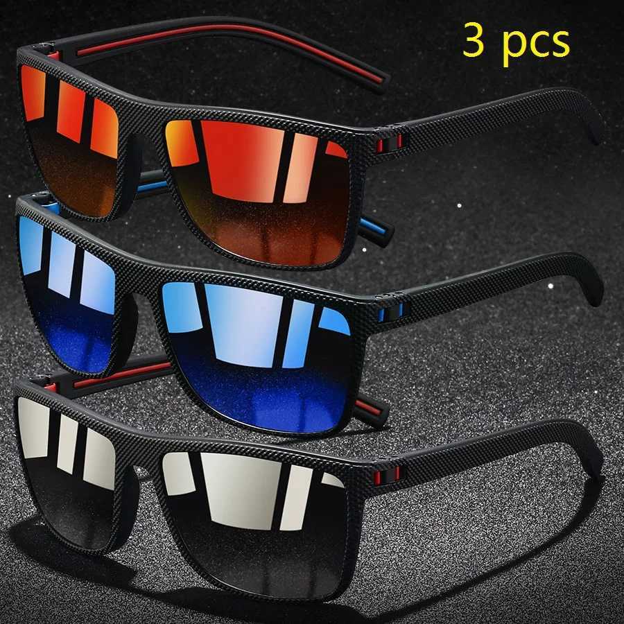 3 Pieces Vintage Check Pattern Polarized Sunglasses For Men Women Fishing Driving Fashion Square Brand Design Sun Glasses UV400 W250222