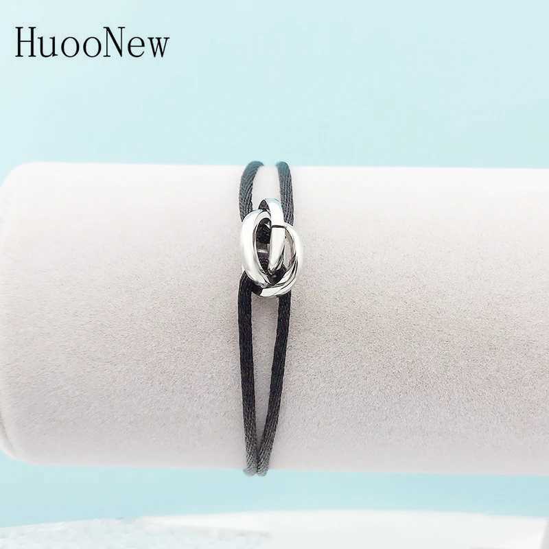 New Hot Stainless Steel Bracelet 3 Metal Buckle Ribbon Lace Up Chain Multicolor Adjustable Size Bracelet For Women Man Unisex W250221