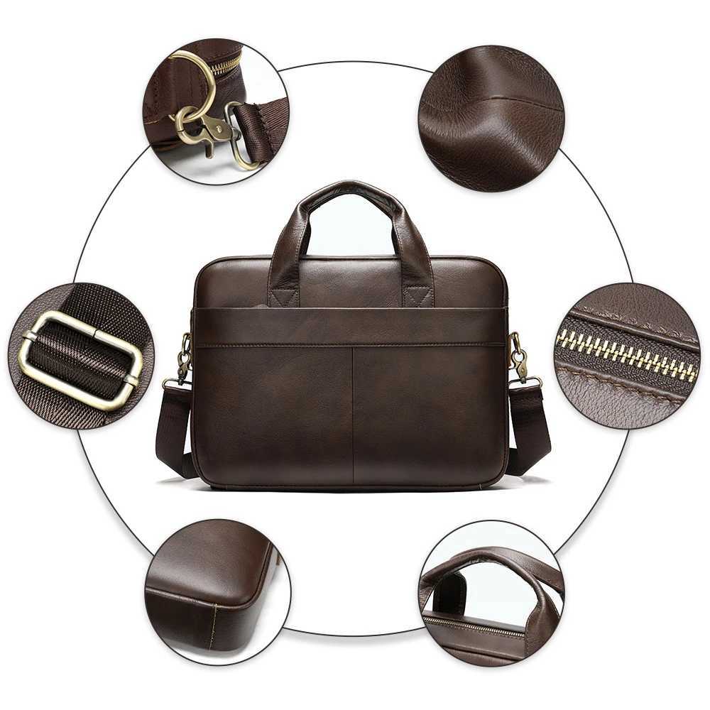 WESTAL Mens Bag Genuine Leather Men Briefcase for Laptop 14 Messenger Mens Leather Bag Business Portfolio for Document A4 7022 Z250220-1