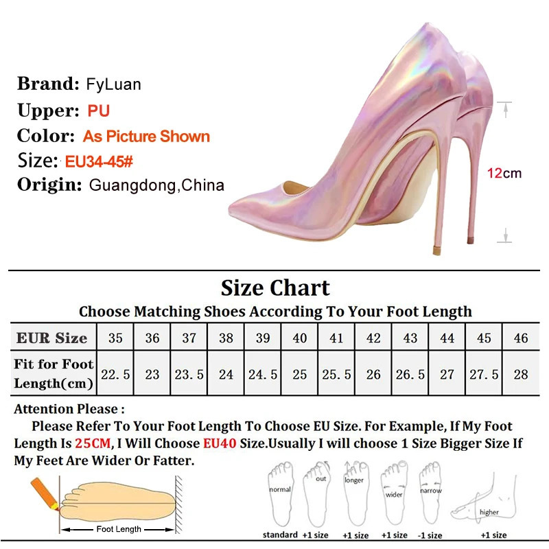 Pink 10CM 12CM High Heels Women Laser Holographic Party Dress Shoes Magical Colour Fashion Pointed Elegant Ladies Pumps Size 45 250221