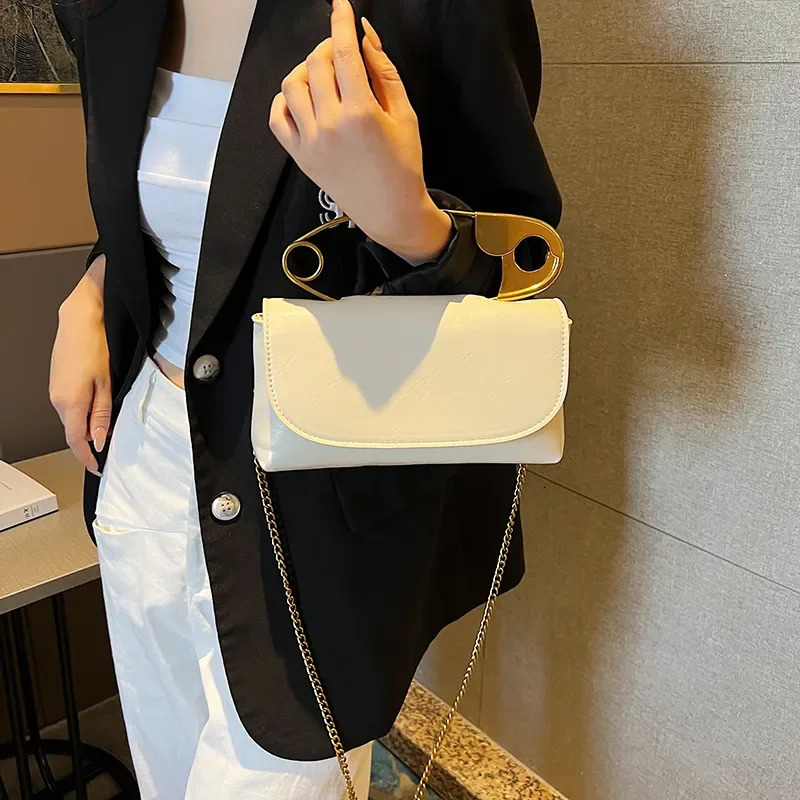 ner Women Shoulder Bag Personality Pin Handbag High Quality Leather Fashion Chain Crossbody Female Party Bags 250218