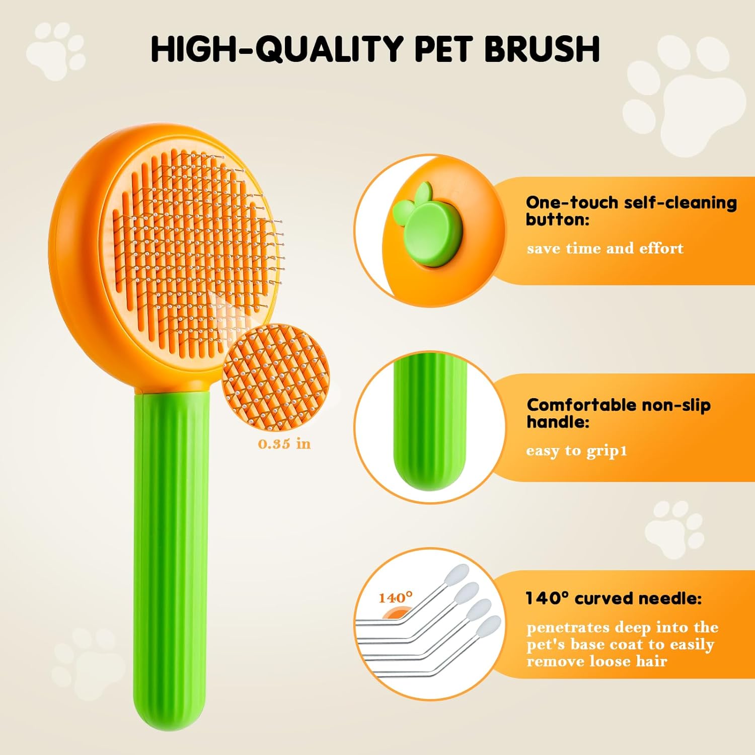 Durable Animal Grooming Kit: Loosely Attached Dog/Cat Shedding Brush