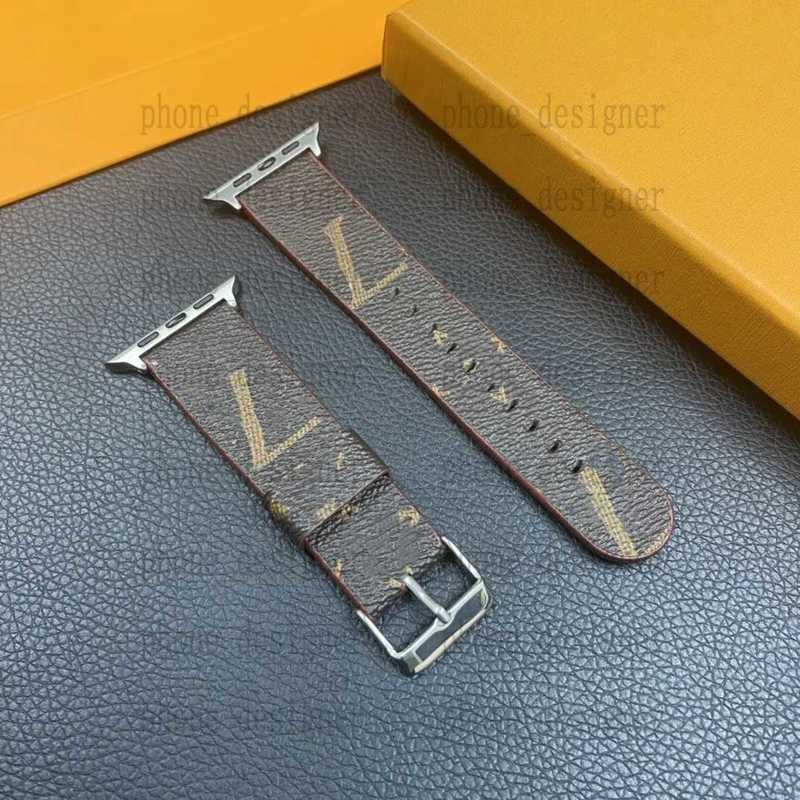 Top Designer Watchbands Strap For Apple Watch Band 44 42 45 38 40 41 49 mm iwatch 8 7 6 5 4 3 2 Bands Man And Woman Genuine Leather Letter Print 6SQV