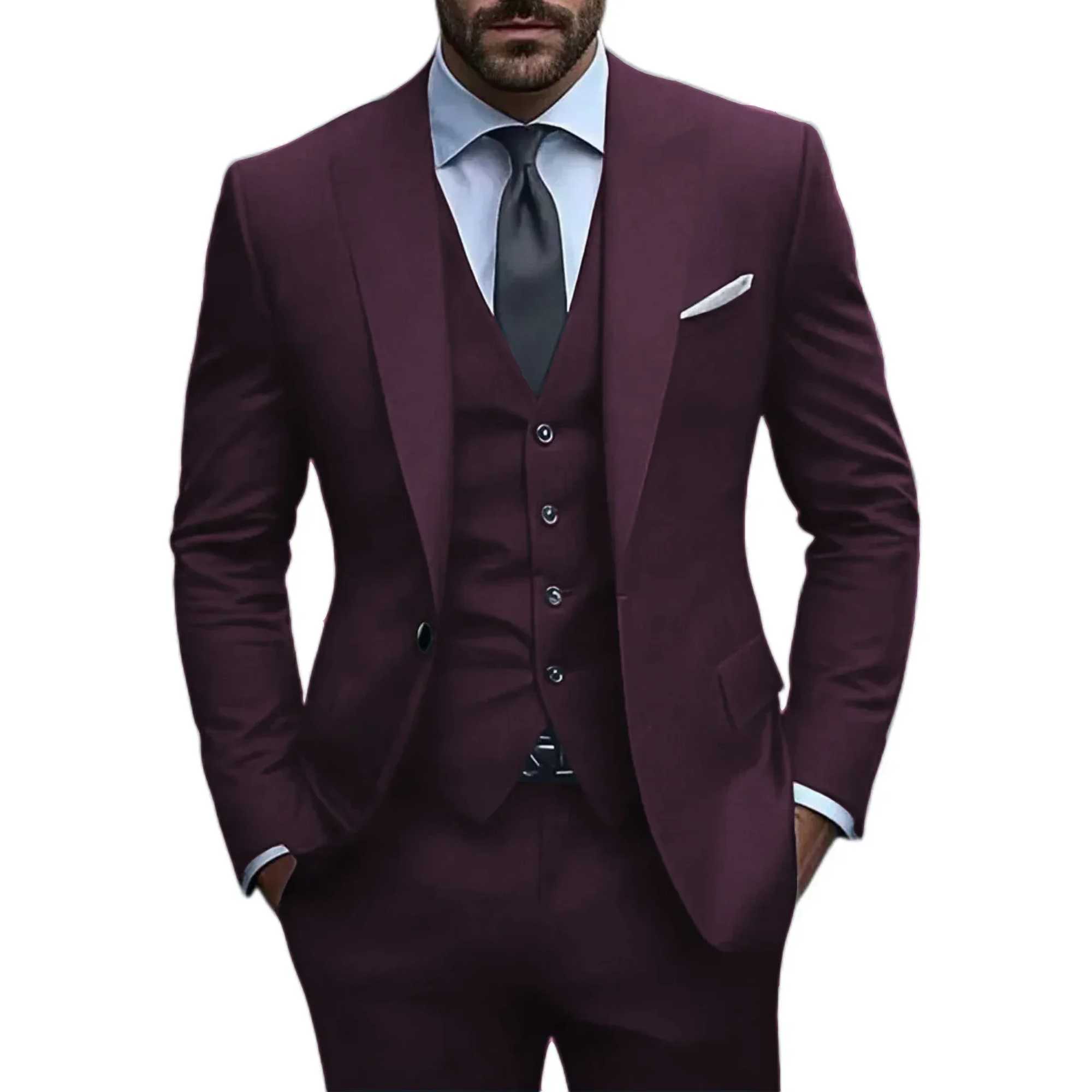 Solid color formal business suit mens teak green suit elegant mens suit one click style banquet stage costume business suitXJ250222