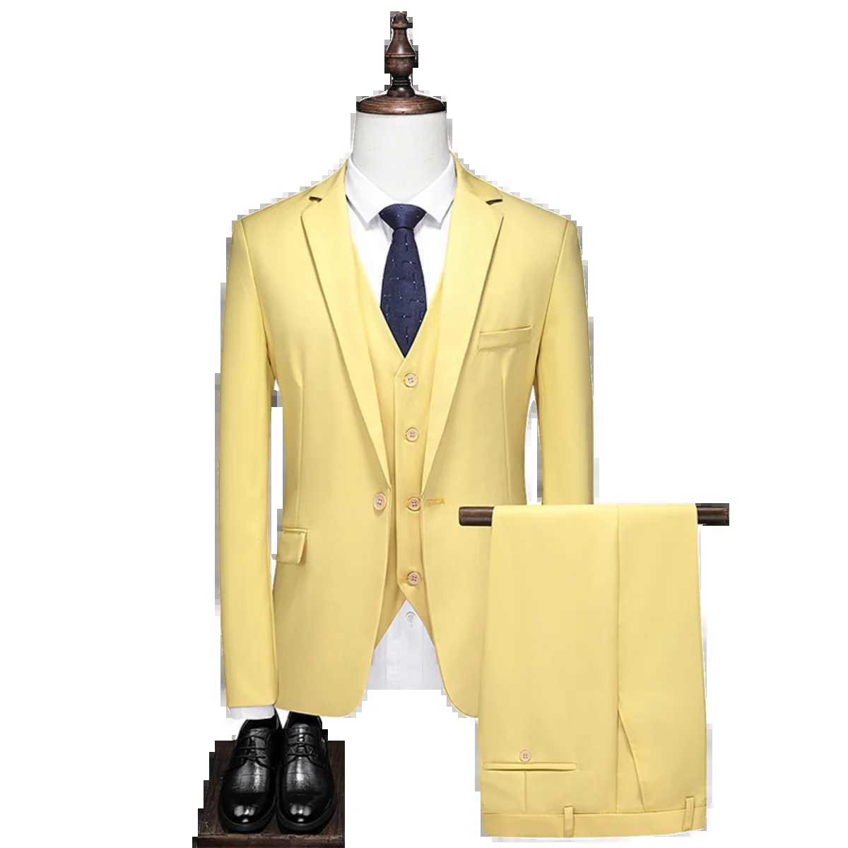 Luxury 3 piece Men Suits Single-Breasted Suits Jacket Formal Dress Men Suit Set Wedding Suits Groom Tuxedos (Jacket+Pants+Vest)XJ250222