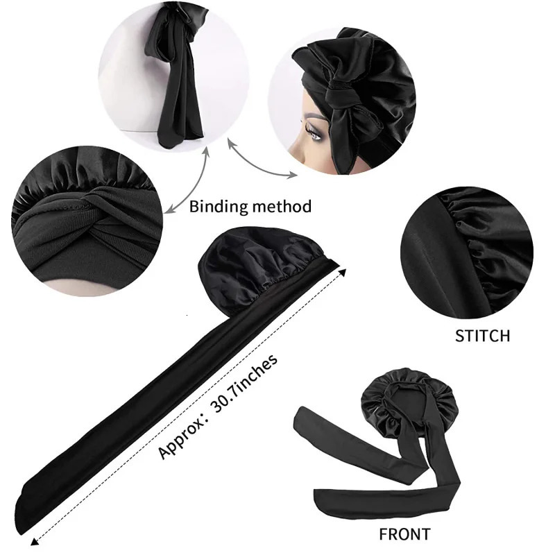 Women Satin Solid Sleeping Hat Night Sleep Cap Hair Care Bonnet Nightcap For Men Unisex De Nuit Shower Turban 250213