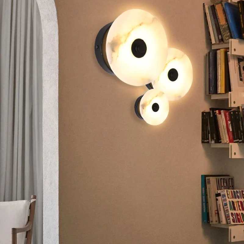 Modern Marble alabaster Led wall Lamp bedroom home decor Decoration Lampshade Lighting Fixture for Gold Lamps stair sconce stone Z250220