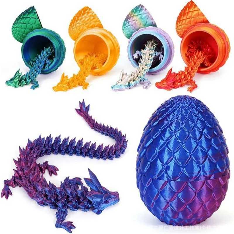3D Printed Articulated Crystal with Egg Fun Home Office Decor Chinese Dragon Figurine for Kids Toy Gift Free shipping