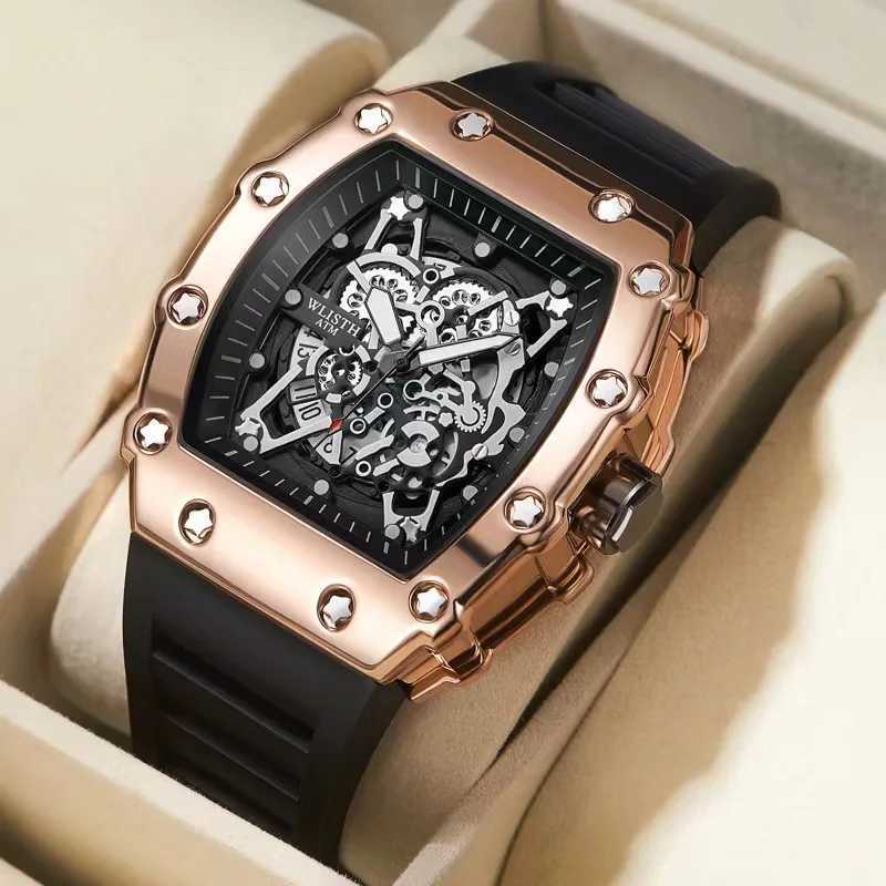 New Mens Fashion Automatic Bucket Luminous Waterproof Watch Sport Mens Sile Str Quartz Watch W250329