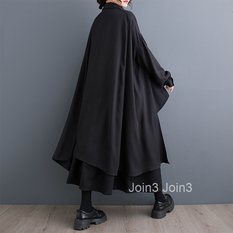 Spring and Autumn New Dark Irregular Niche Lining Skirt Fashion Large Size Long Shirt Skirt Coat