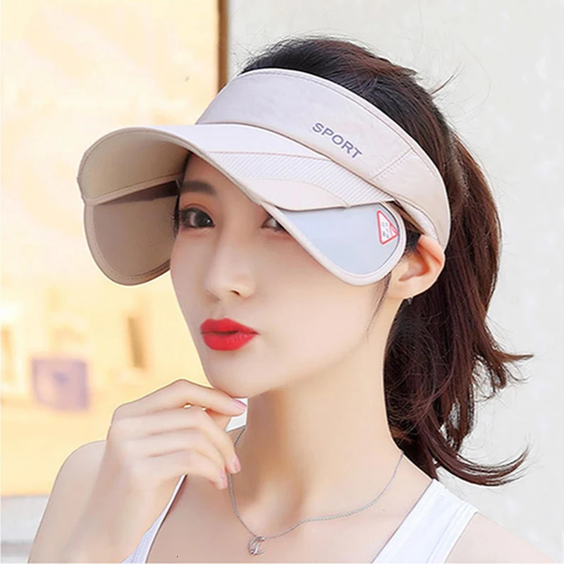 Top Empty Tennis Caps Wide Brim Sun Hat Summer Sports Sunscreen Hats UV Protection Golf Cap Adjustable Belts Visors for Running 250221
