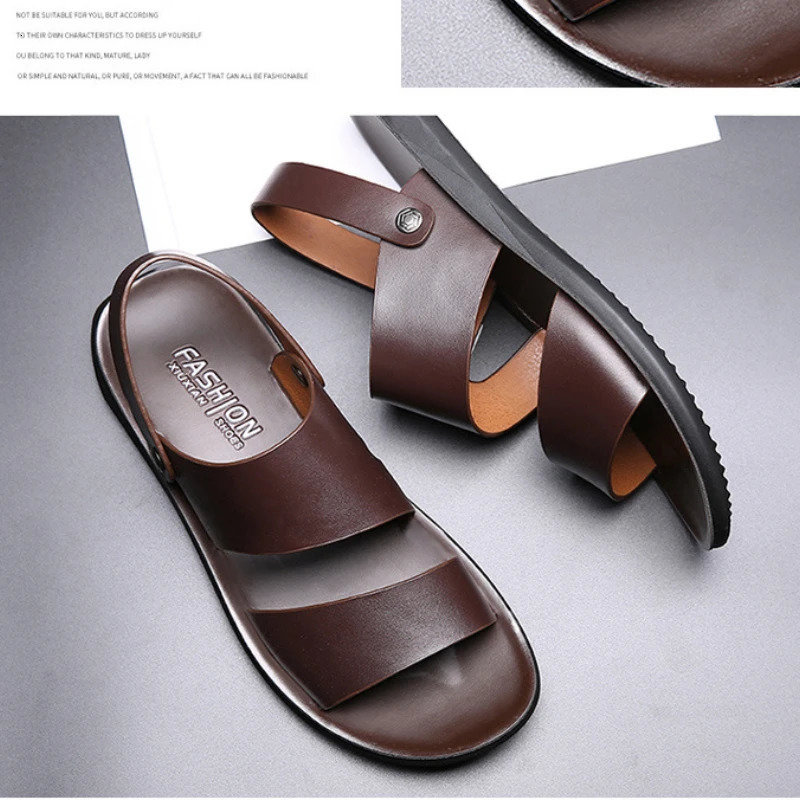 Concise Mens Sandals Quality Leather Mens Sandals Platform Men Beach Casual Shoes Fashion Comfort Male Slippers 250221