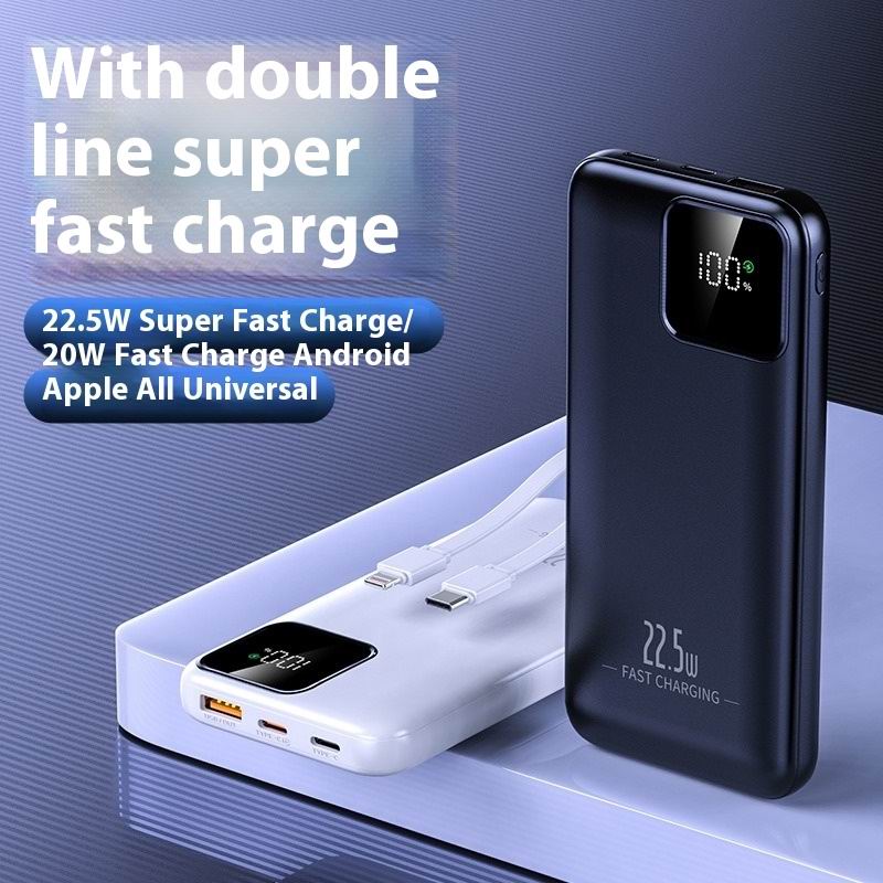 2025 Hot 30000mAh 22.5W Power Bank Super Fast Charging Powerbank Portable Mobile Power With 2 Wire for iPhone Samsung xiaomi