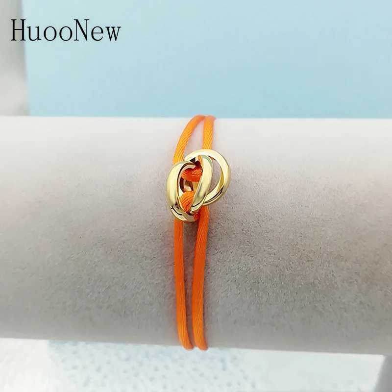 New Hot Stainless Steel Bracelet 3 Metal Buckle Ribbon Lace Up Chain Multicolor Adjustable Size Bracelet For Women Man Unisex W250221