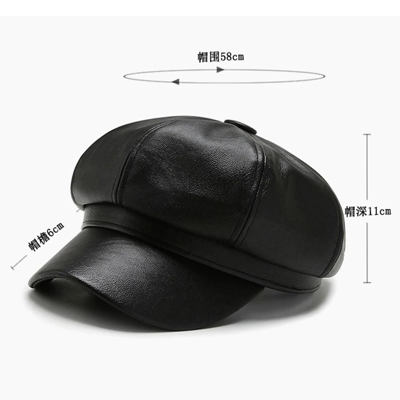 Women Men PU Leather Berets Hat Retro British Solid Beret Baseball Cap Outdoor Sun Hat Winter Warm Octagonal Hats s Caps 250221