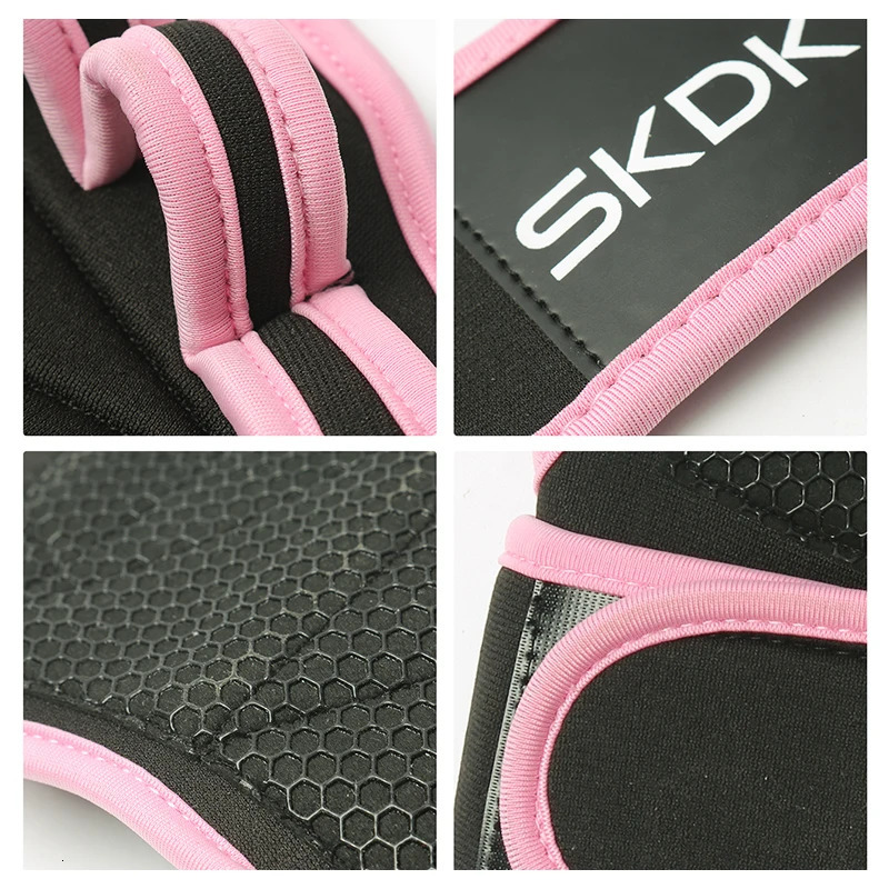 Workout Gloves With Wrist Wraps AntiSlip Silicone Palm Protection Weight Lifting Fitness Gym Pink Color For Women 250220