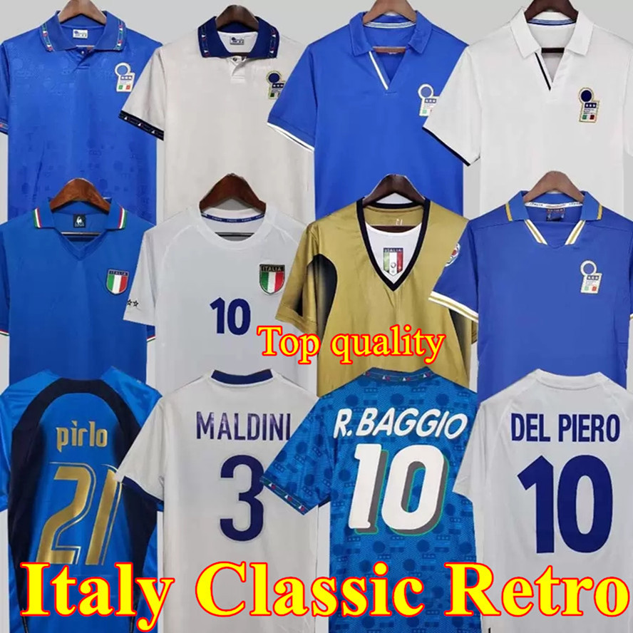 2006 ItalyS Classic Retro Soccer jerseys ROSSI 1998 1990 R.BAGGIO MALDINI Totti Del Piero Pirlo Cannavaro Materazzi Buffon Footbal Shirt