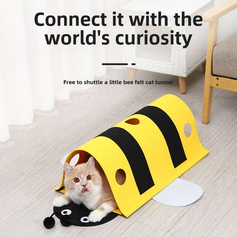 Self-Soothing Magic Patch Bee Toys with Detachable Cat Tunnel for Pets