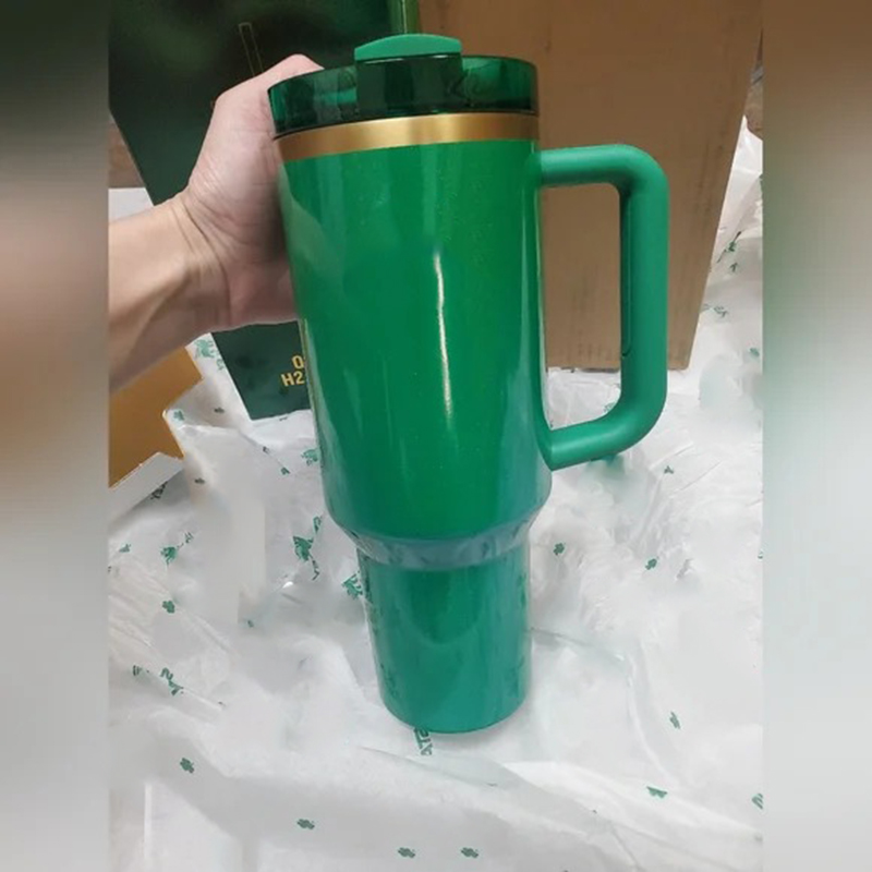 New St. Patrick's US Stock Co-branded Holiday Tumbler H2.0 40OZ Mug Chocolate Gold Tumbler Car Cup Coffee Valentine's Day Gift Sparkling