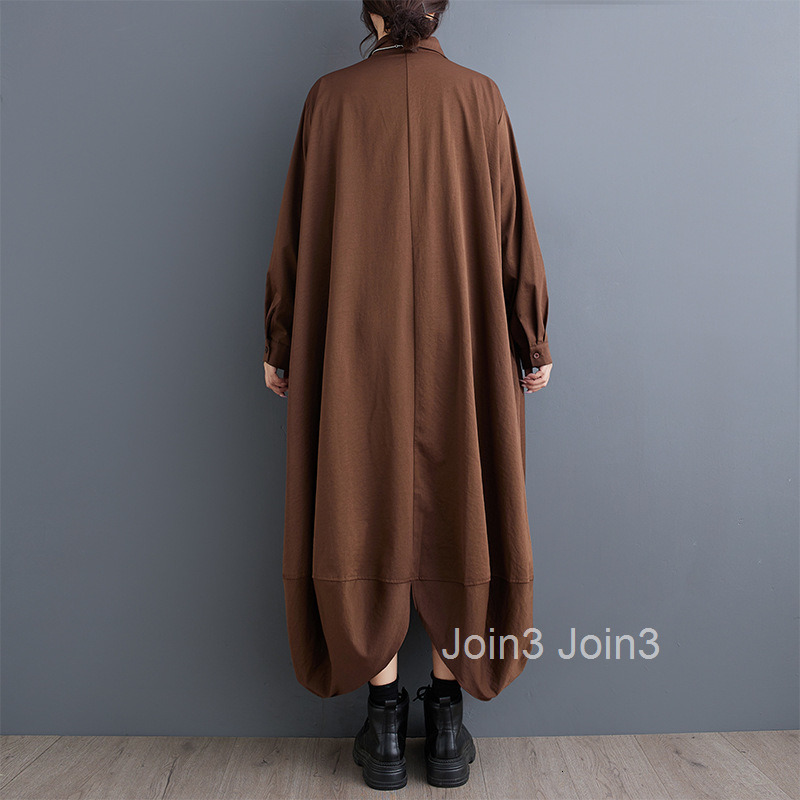 Spring and Autumn New Fat MM Loose Casual Large Edition Shirt Skirt Fashion Bottom Irregular Dress