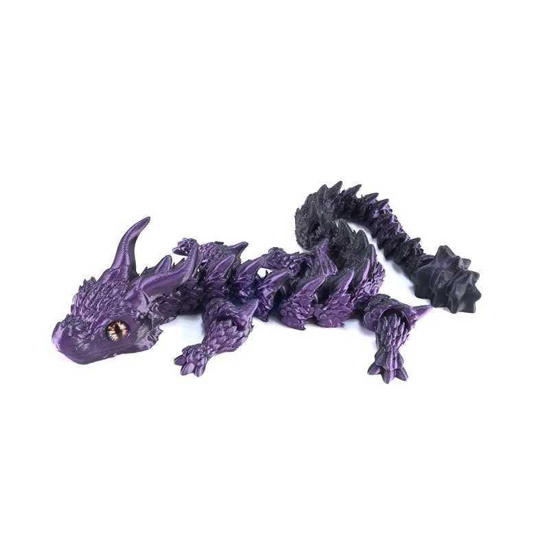 3D Printing Rotatable Articulated Dragons Western Sle Crystal Dragon Home Office Desktop ship Decoration Creative Gifts Free shipping