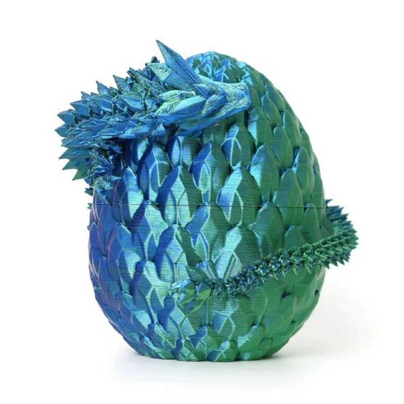 1PCS 3D Printed Egg with Full Dragon Modle Movable Rotatable Articulated Desktop Ornament Kid Toy Free shipping