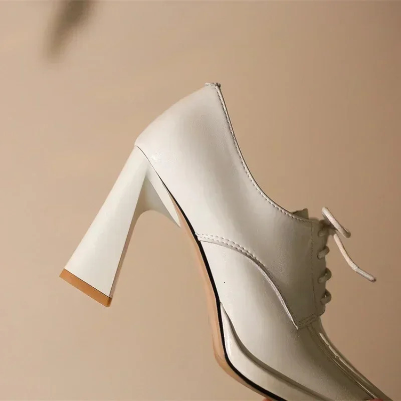 2023 Autumn Thick High Heels Shoes Square Pumps Party Dress Elegant Handmade Footwear Mary Jane Shoes Heels Women 250218