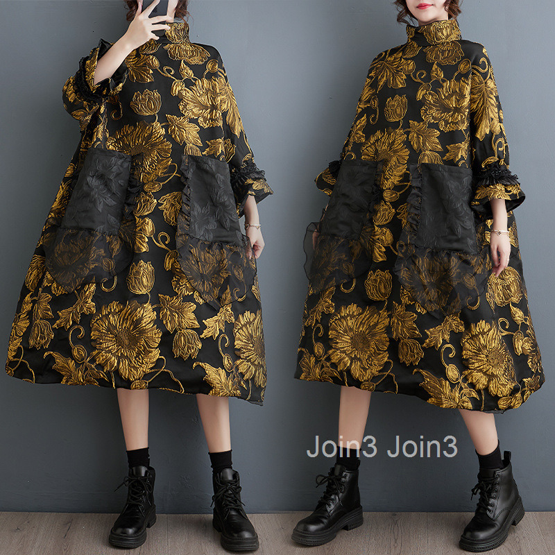 Autumn/Winter New Trendy Chinese Style Double layer Crafted Jacquard Coat Stylish and Slimming Dress