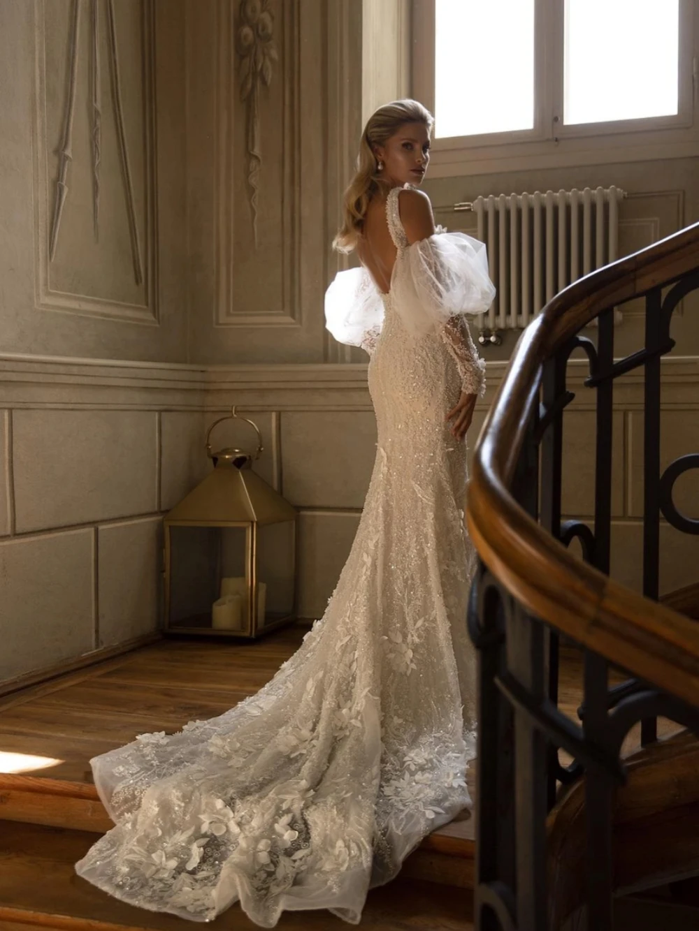 Fashion Mermaid Wedding Dress Sweetheart Neck Removable Sleeves Bridal Gowns Sequins Appliques Backless Sweep Train Dresses Custom Made vestidos de no
