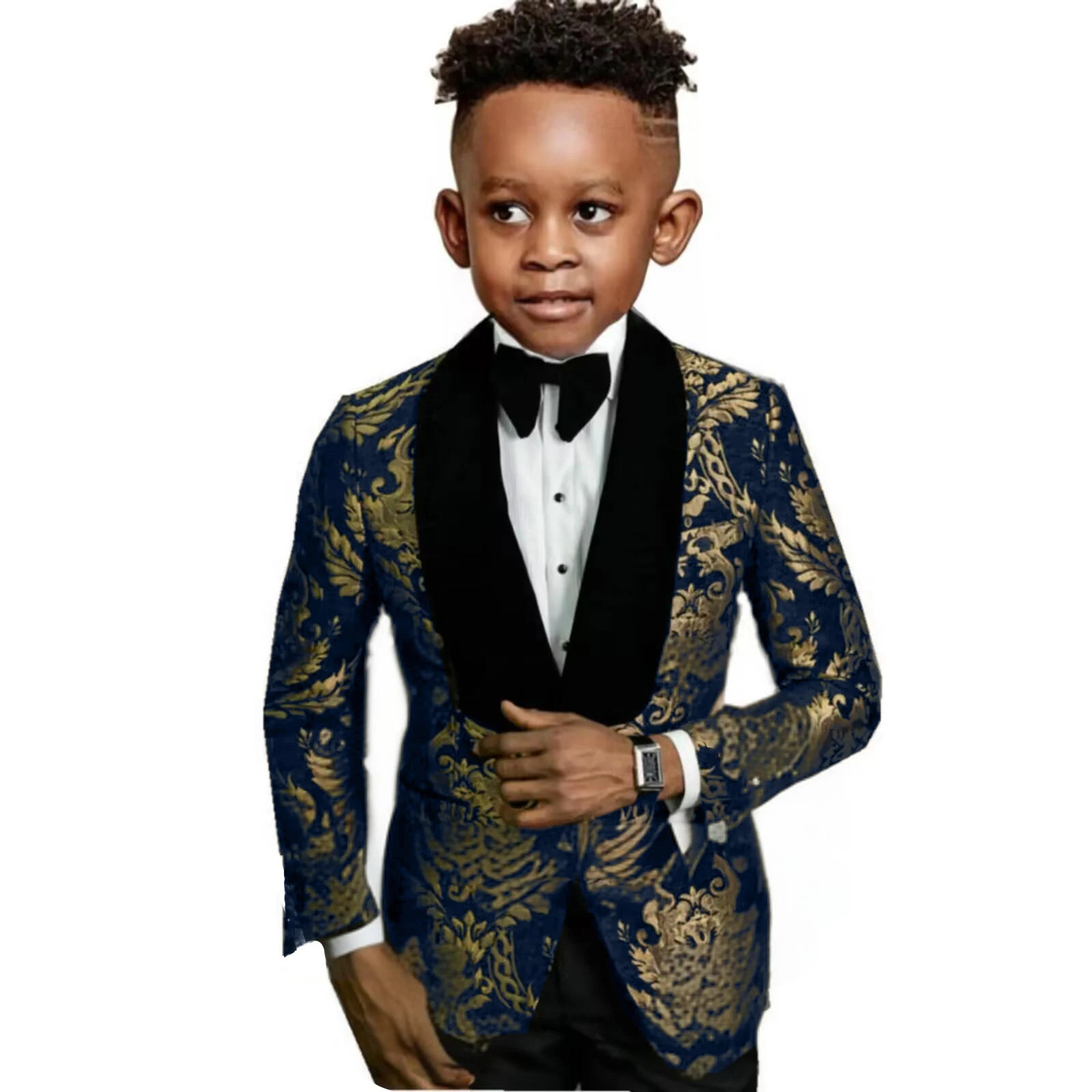 24H Ship Floral Suit Set For Kids 3 Pieces Formal Boys Suit Set Formal Wedding Ring Bearer Child Tuxedo Performance Tuxedo 250221