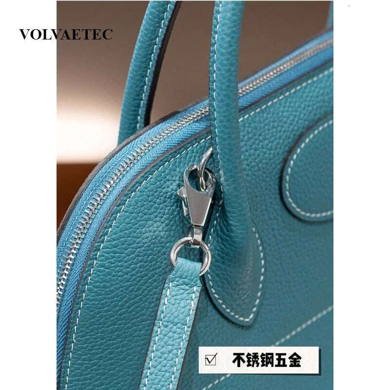 Half-Hand Sewn Steel Hardware Top Layer T Cowhide Bowg Large Shell Commuter Shoulder Bag Vintage Versatile