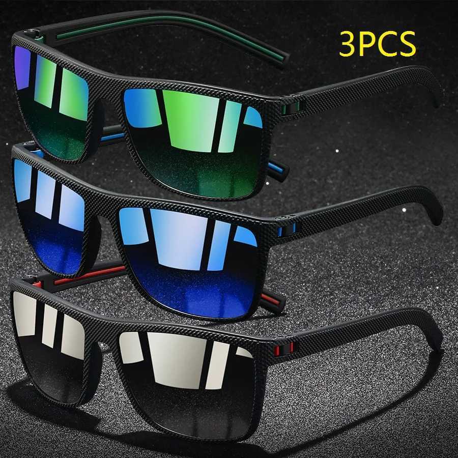 3 Pieces Vintage Check Pattern Polarized Sunglasses For Men Women Fishing Driving Fashion Square Brand Design Sun Glasses UV400 W250222