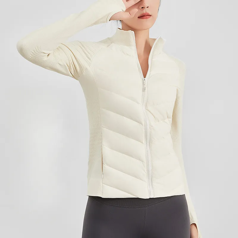 A New Yoga Jacket For It All Jackets High-End Women's White Goose Down Lightweight Jogger Sweatshirts Mock Neck Zipper Long-Sleeve Winter Running