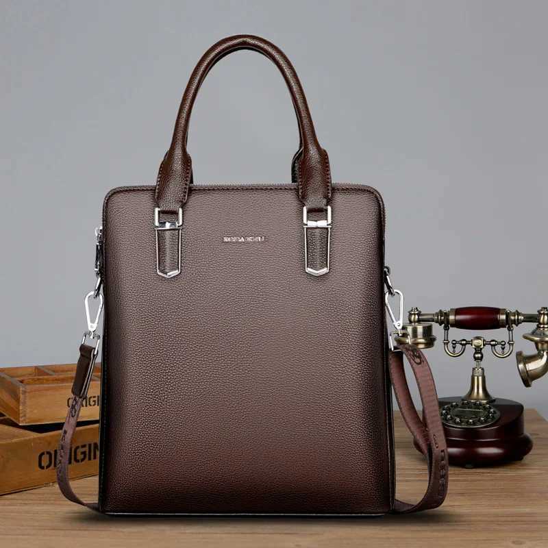 2023 New Cow Genuine Leather Business Mens Male Briefcase Shoulder Men Messenger Bag Tote Computer Bags Z250220