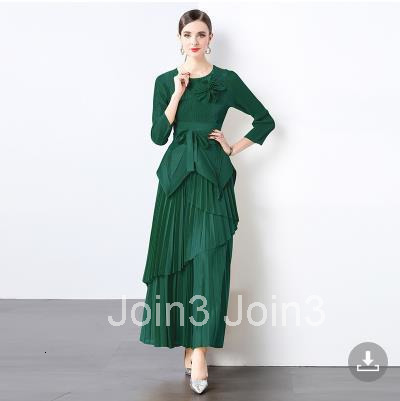 1 Miyake Irregular Top Long Skirt Set Womens Autumn Pleated Plus Size Skirt Two-piece Set