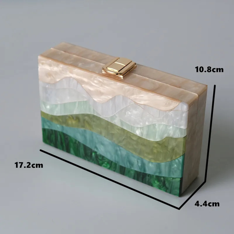 Trendy Bags Fashion Women Handbags Green Beige Striped Acrylic Party Evening Bag Woman Casual Cute Box Clutch Purse 250221