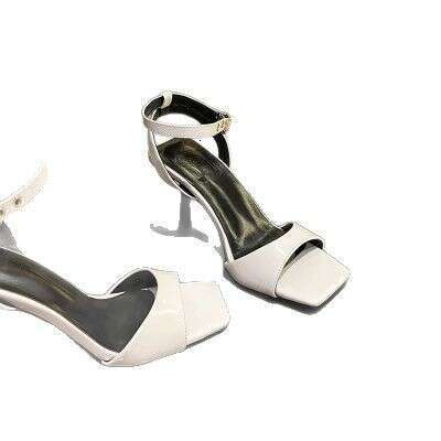High Heel High Heeled Sandals For Women In Summer French Style With A Single Stripe Thin Heel Versatile Mid Heel Simple And Elegant Ladies Heels