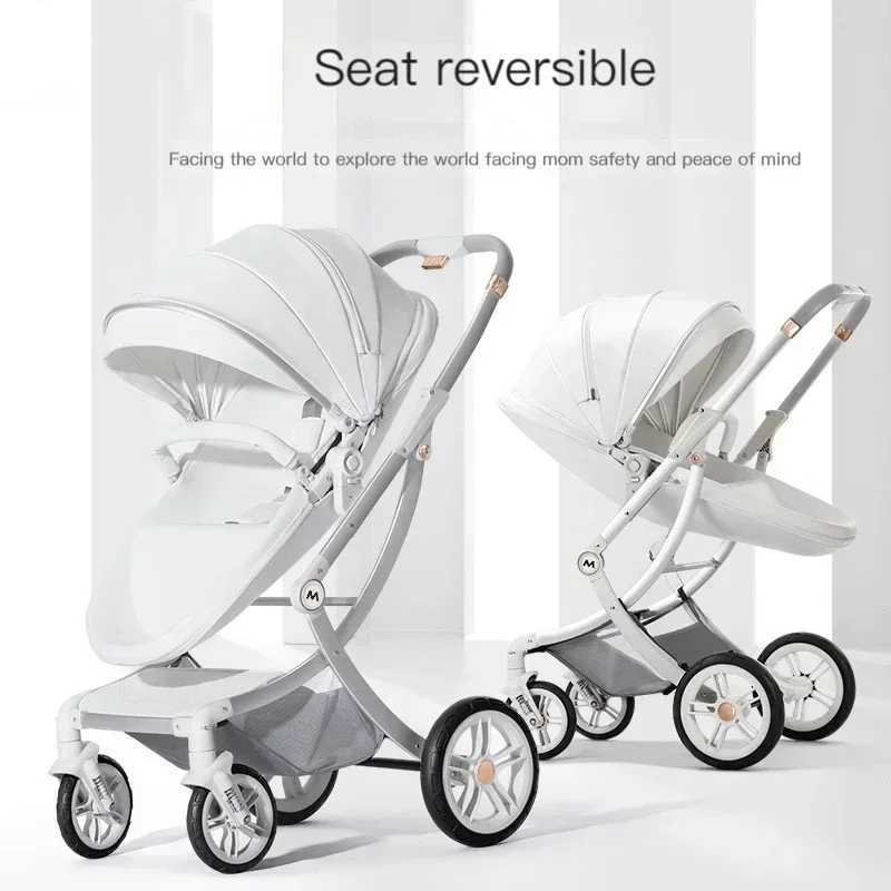 3-in-1 baby stroller luxury baby stroller with car seats eggshell newborn stroller leather high landscape PU leatherXJ250222
