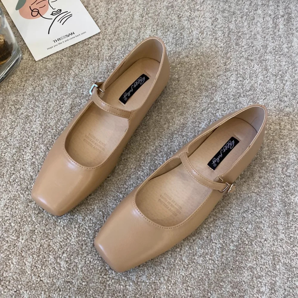Fashionable French Square Head Silver Mary Jane Womens Shoes Comfortable Flat Bottom Soft Sole Ballet Dance Shoes 250221