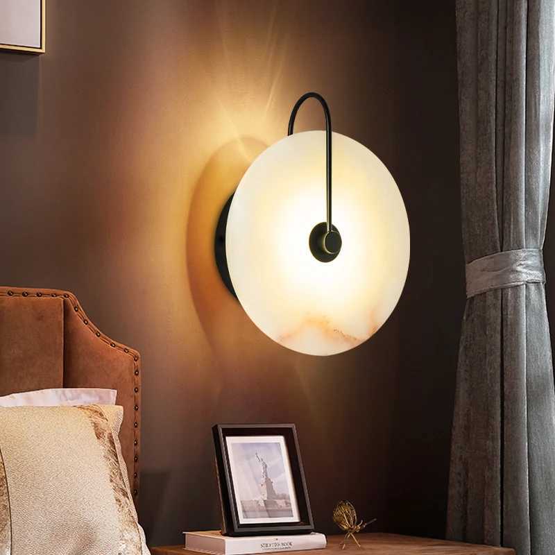 Modern Marble alabaster Led wall Lamp bedroom home decor Decoration Lampshade Lighting Fixture for Gold Lamps stair sconce stone Z250220