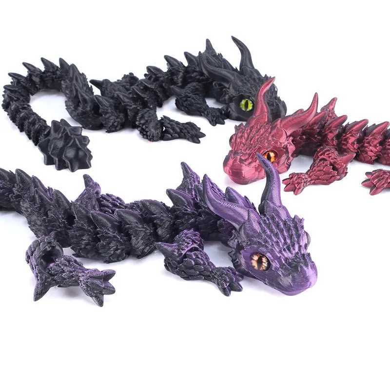 3D Printing Rotatable Articulated Dragons Western Sle Crystal Dragon Home Office Desktop ship Decoration Creative Gifts Free shipping