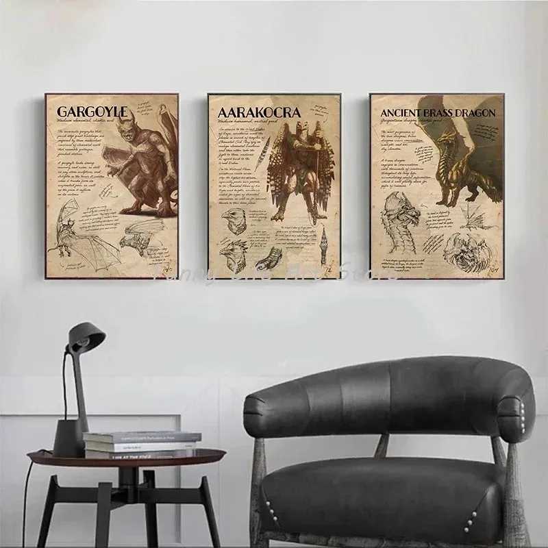 D D Monster Manual Movie Game Dungeons Dragons Posters and Prints Canvas Printing Wall Art Picture for Gaming Ro Decor Gift Y250218