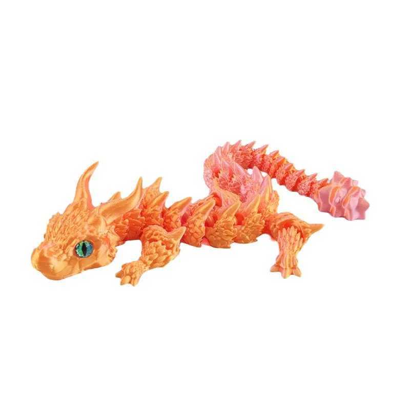 3D Printing Rotatable Articulated Dragons Western Sle Crystal Dragon Home Office Desktop ship Decoration Creative Gifts Free shipping