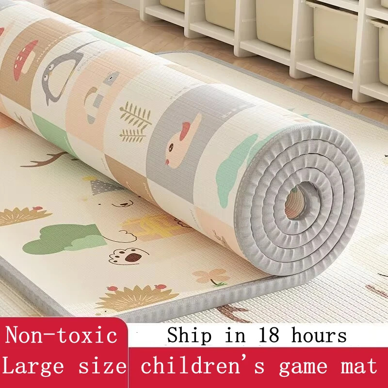 200cm180cm Thick Baby Crawling Play Mats Cartoon Lion Giraffe Folding Mat Carpet for Childrens Safety Rug Playmat 250221