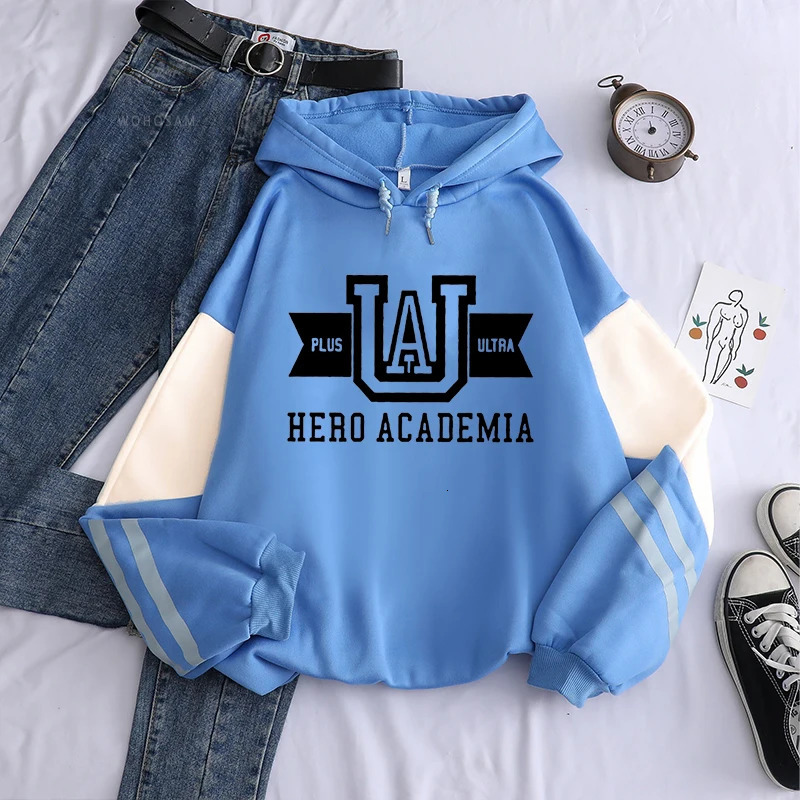 Harajuku Anime Manga UA My Hero Academia Hoodies Sweatshirt Men Long Sleeve Streetwear Women Patchwork Winter Sweatshirts 250221