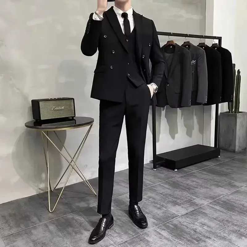 Wedding 2 Piece Outfit Set Male Slim Fit Full Mens Suits and Blazers Dress Formal Groom Clothes Elegant Spring Autumn LuxuryXJ250222
