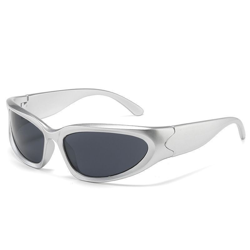 2025 new Y2k sunglasses for men and women, cyberpunk glasses, technological and high-end sunglasses, silver riding goggles