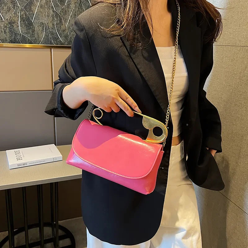 ner Women Shoulder Bag Personality Pin Handbag High Quality Leather Fashion Chain Crossbody Female Party Bags 250218